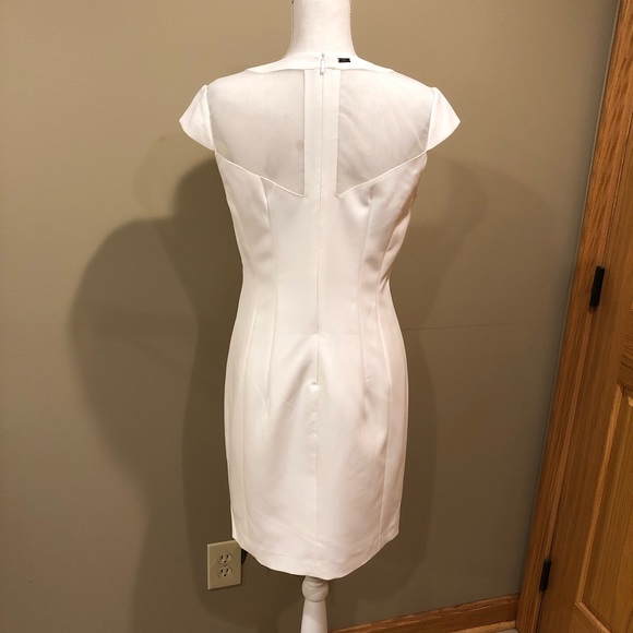NEW AX Armani Exchange white fitted mini length shift dress mesh piecing size 6 - Picture 5 of 8